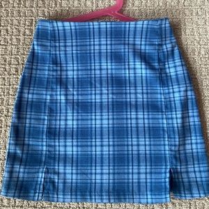 Brandy Melville/John Galt blue plaid Cara skirt